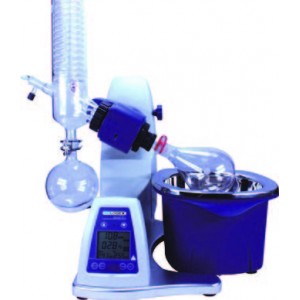 Rotary evaporator, vertical coiled condenser